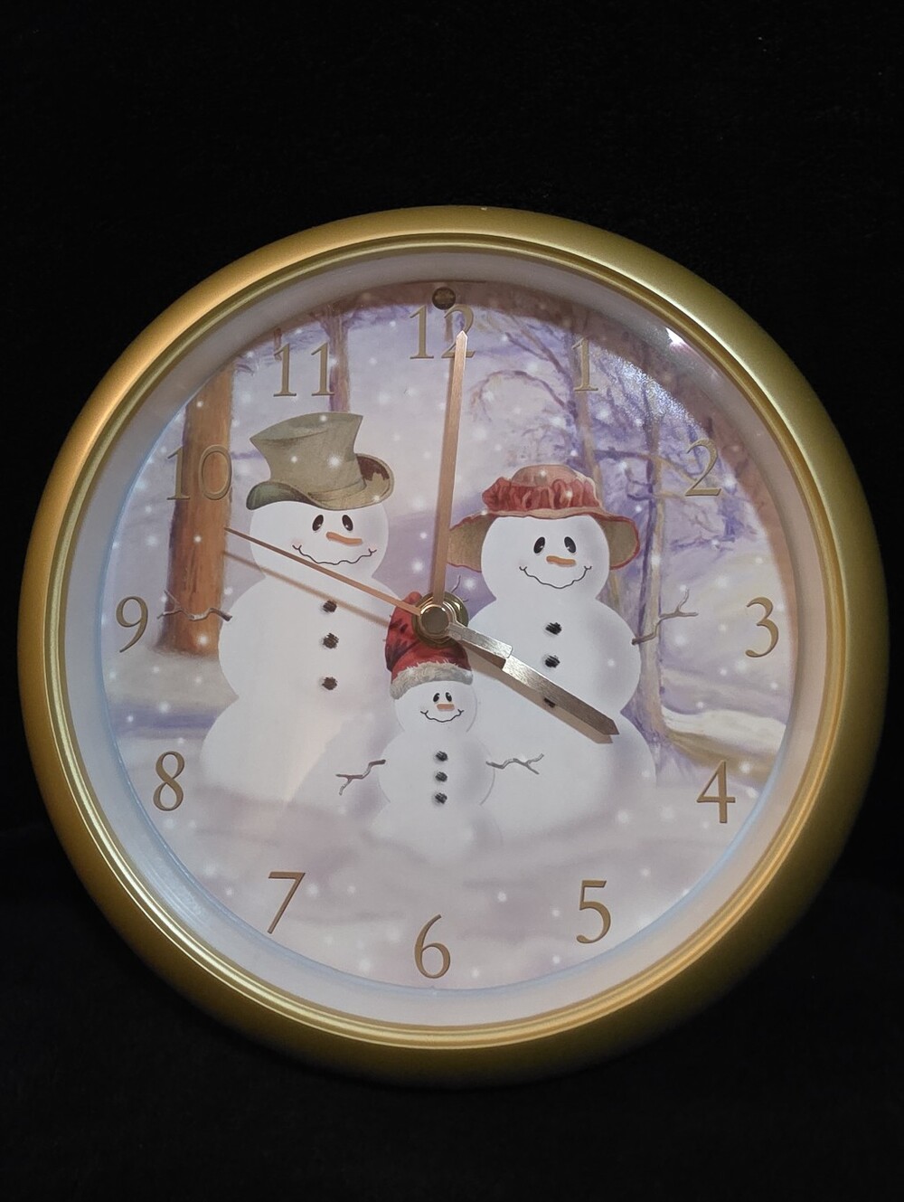 Feldstein Snowfamily Christmas Carol Clock 8” 12 Songs In Box TESTED & WORKING